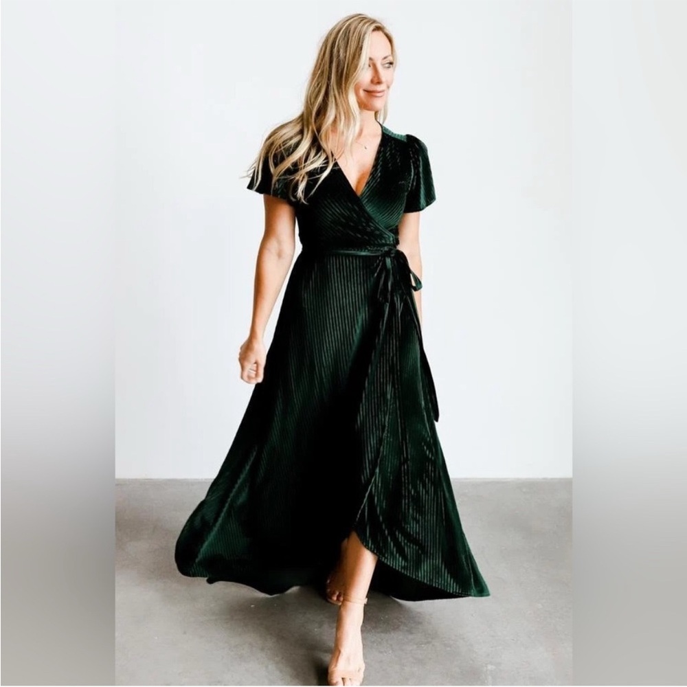 Baltic Born Velvet Green Wrap Dress